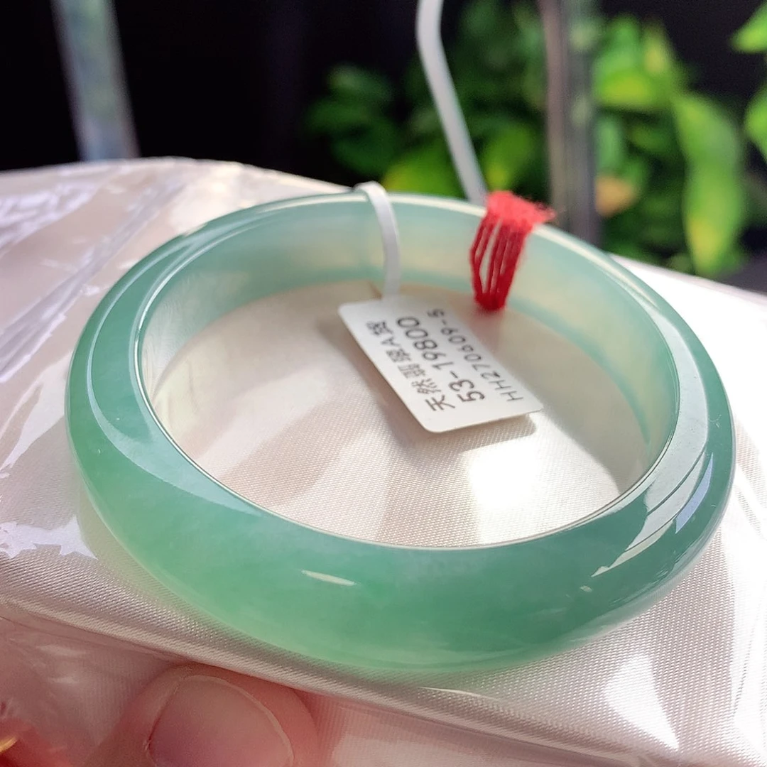 未镶嵌手镯翡翠53-54圈口满色宝石绿显白显贵气10号