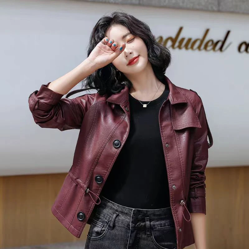 皮衣外套女短款2024年春季上衣新款韩版宽松小个子机车皮夹克