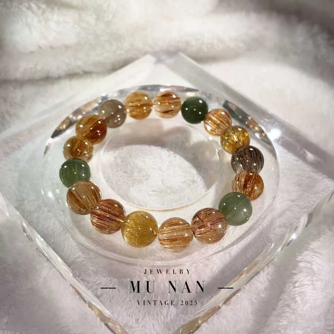 天然水晶天然彩发晶水晶手串礼盒装（多样性发其一）