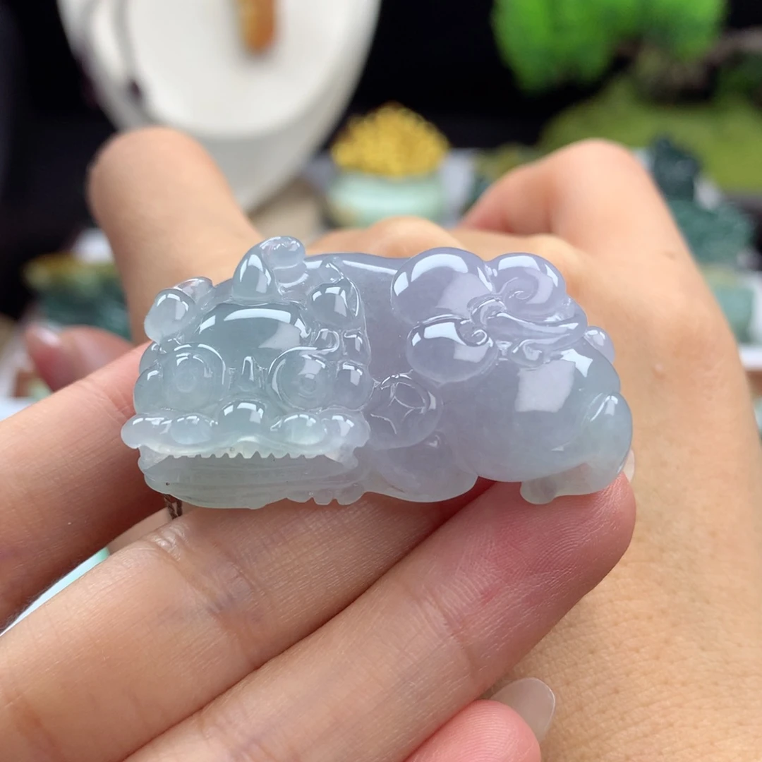 翡翠未镶嵌颈饰A8 高冰春彩霸王貔貅