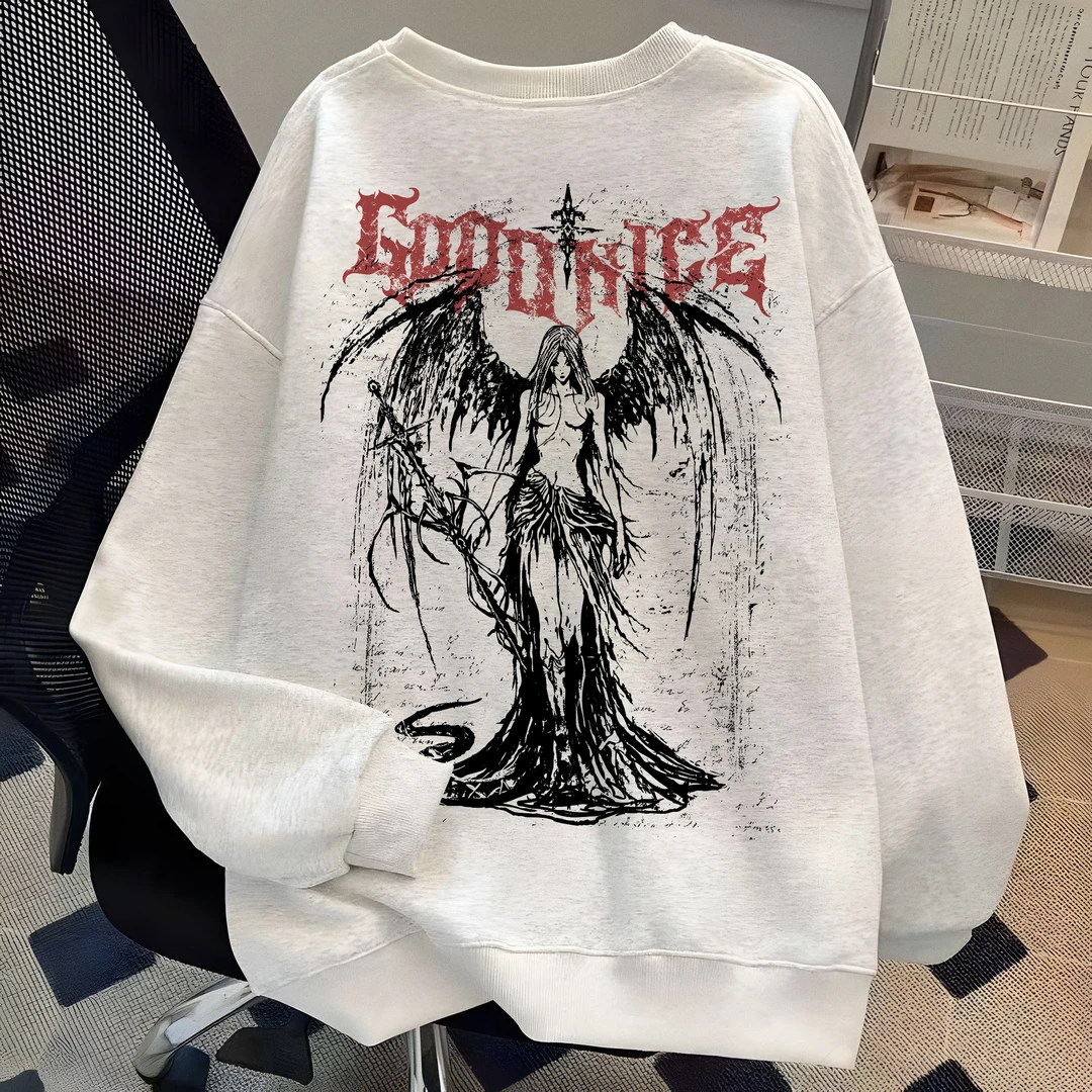 重磅欧美高街hiphop潮牌人物印花圆领卫衣男女秋冬季情侣宽松外套