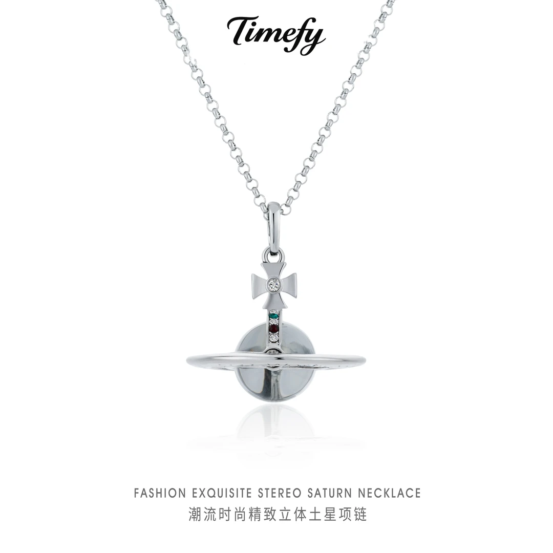 铜合金项链 轻奢复古潮酷土星枪黑色项链