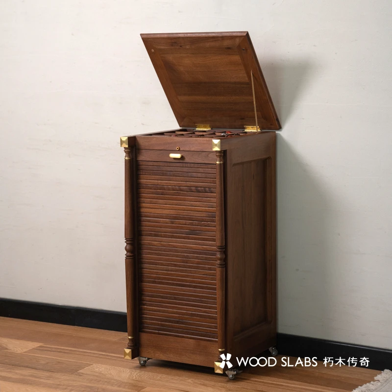 原木旋转牙科柜文玩茶具收纳柜客厅家用