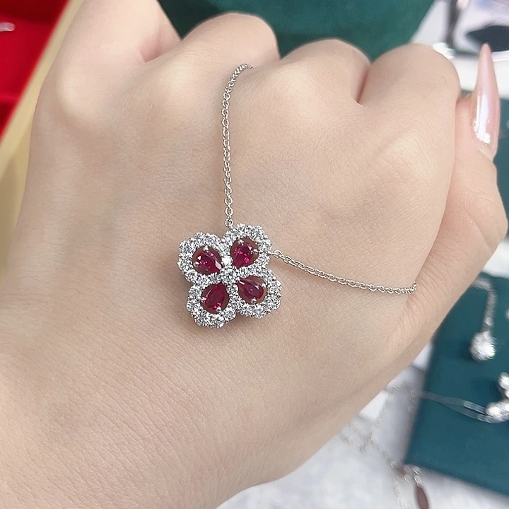 实验室培育钻石铂Pt950镶嵌大号四叶草