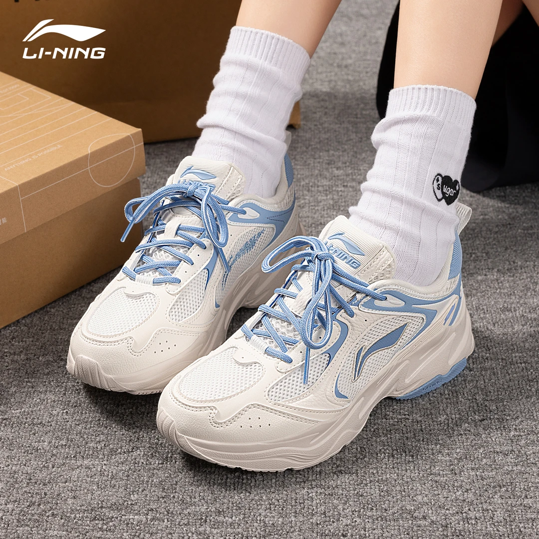 李宁女款老爹鞋秋冬网面鞋子增高百搭旅游鞋2025新款厚底运动鞋
