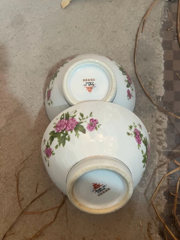 60年代宇宙瓷厂高足14厘米刷花碗