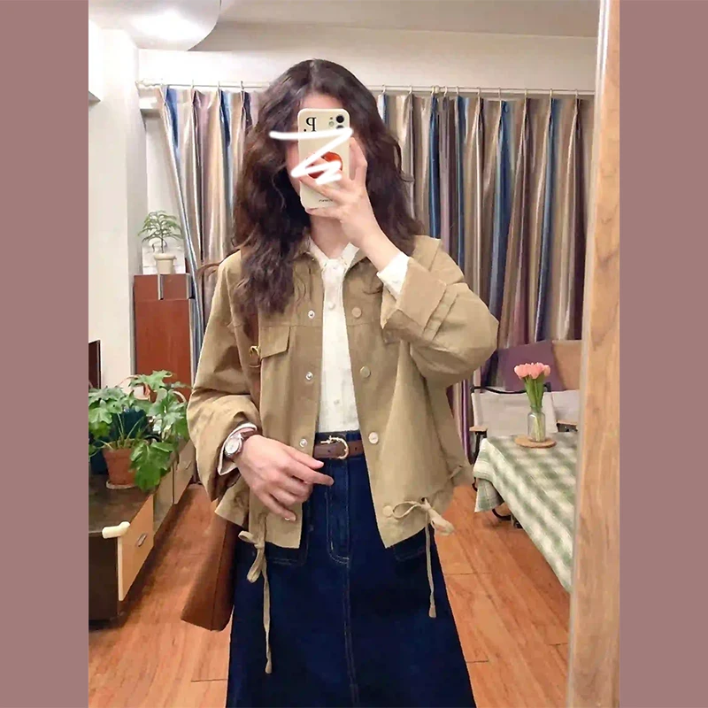 2025新款美拉德薄款夹克外套女早秋季爆款韩系复古穿搭风衣短外套