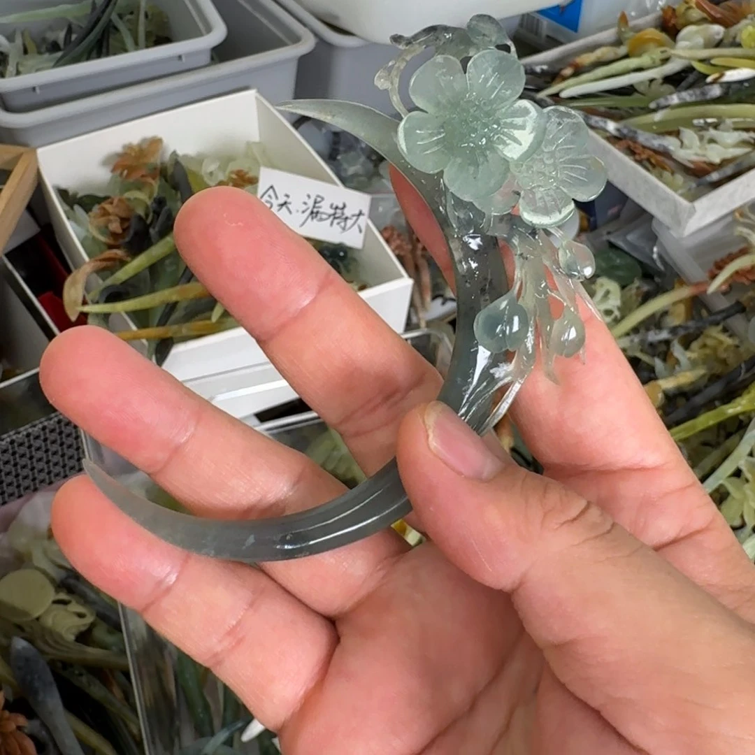 岫玉未镶嵌发饰明君玉簪就是好看