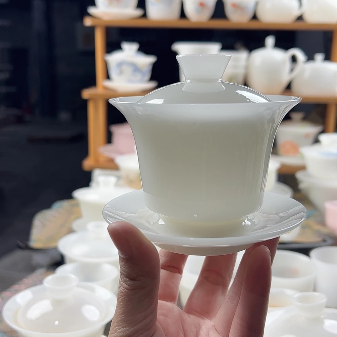 璞玉釉烧马蹄盖碗满容200ml