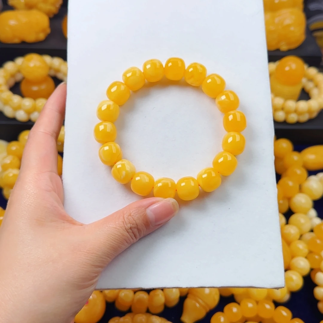 蜜蜡未镶嵌颈饰橘白花同料杨枝甘露13