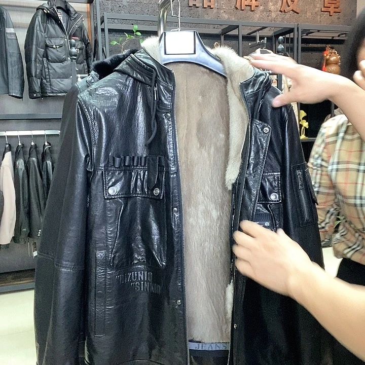 银蓝56工装皮夹克