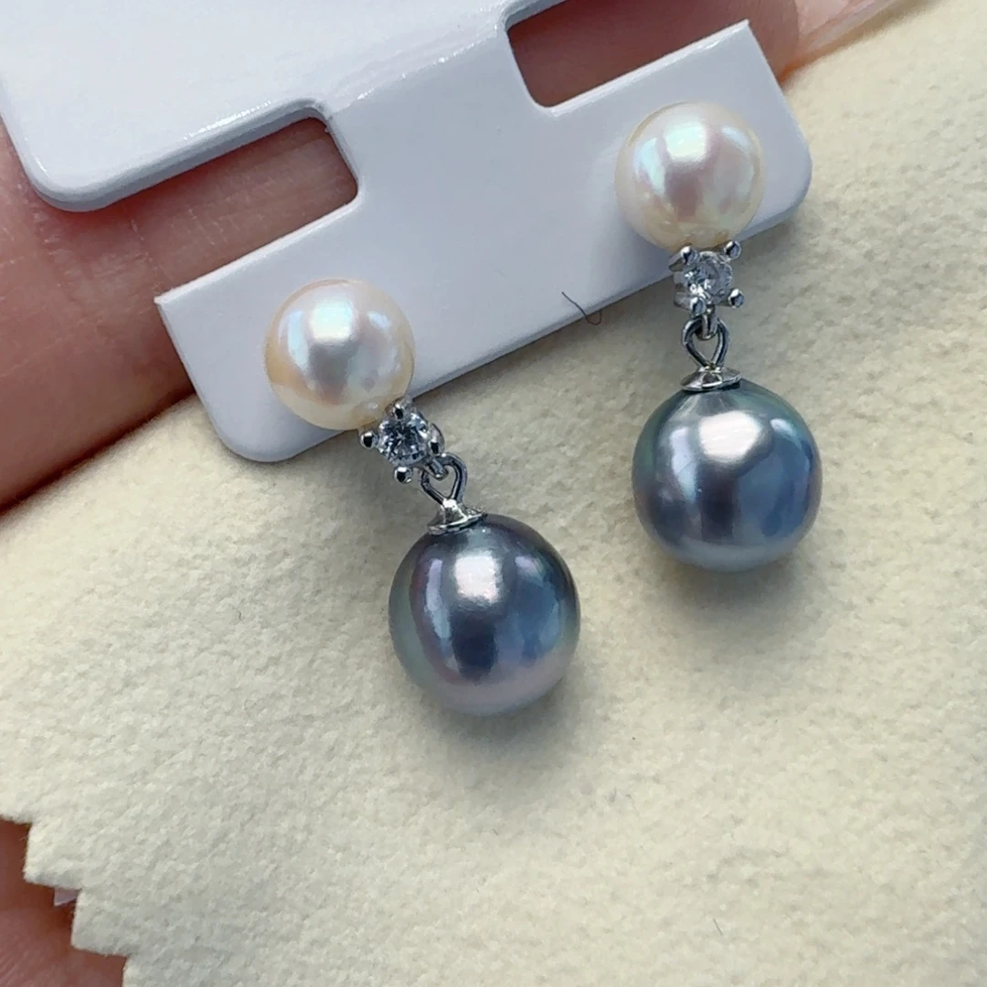 海水珍珠耳饰银S925镶嵌@@he247