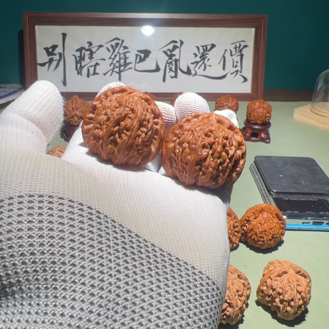 把件文玩核桃41白狮子球白