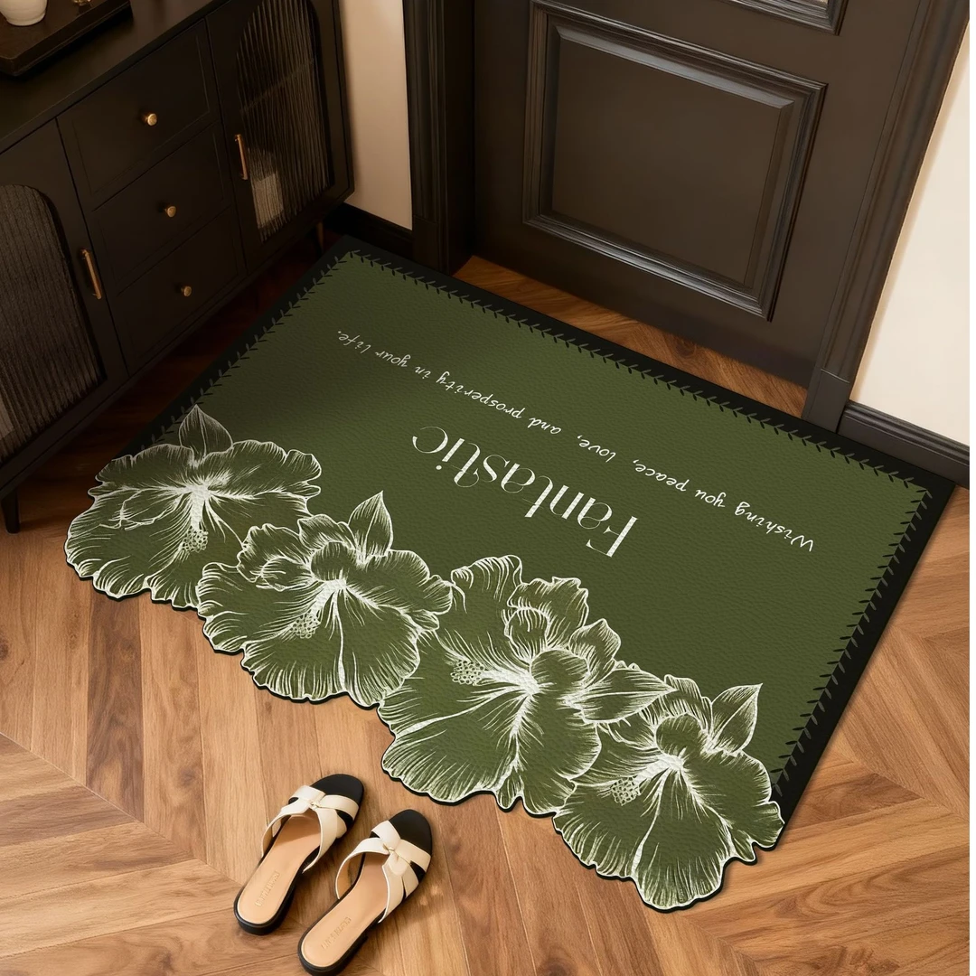 潮流轻奢防水皮革卧室防水防滑耐磨门垫地垫家用脚垫卫生间