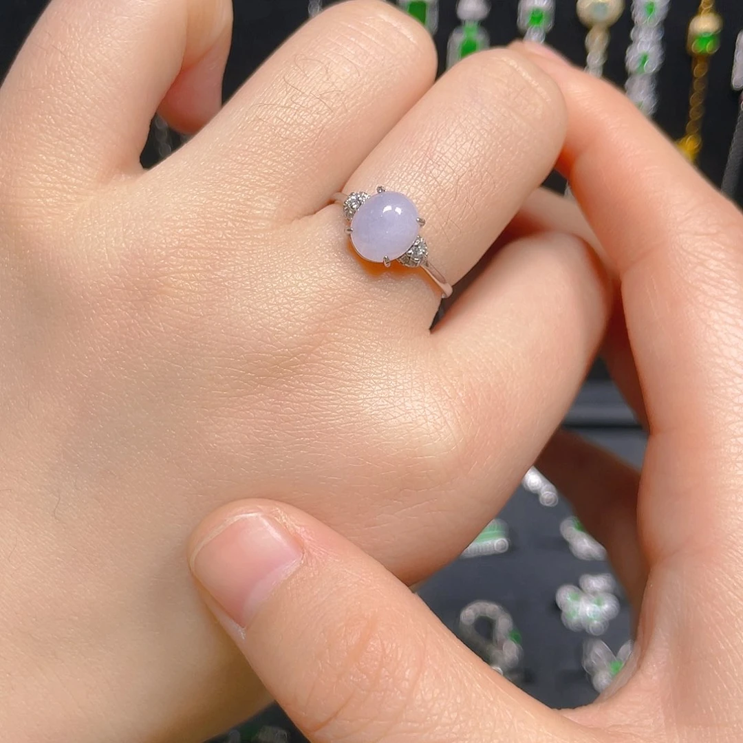 翡翠戒指银S925镀金镶嵌戒指