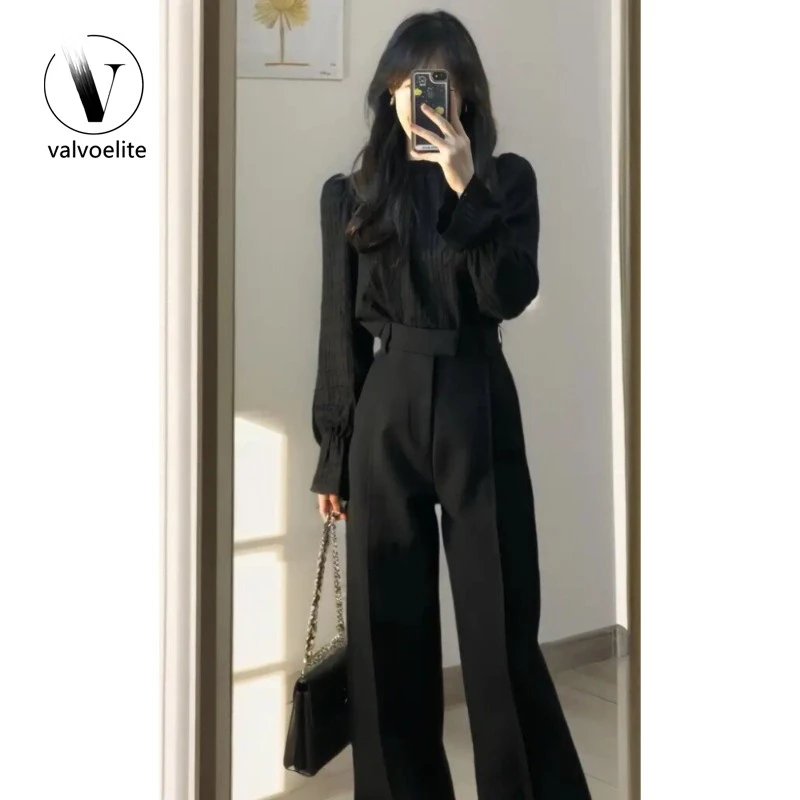 VALVOELITE早秋穿搭套装女酷飒拽白月光穿搭早秋黑色防晒衬衫套装