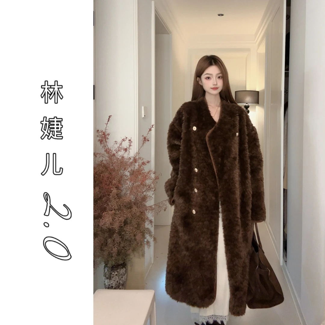 2025新款高级双面穿显瘦保暖女装毛毛外套时尚保暖毛绒毛呢外套
