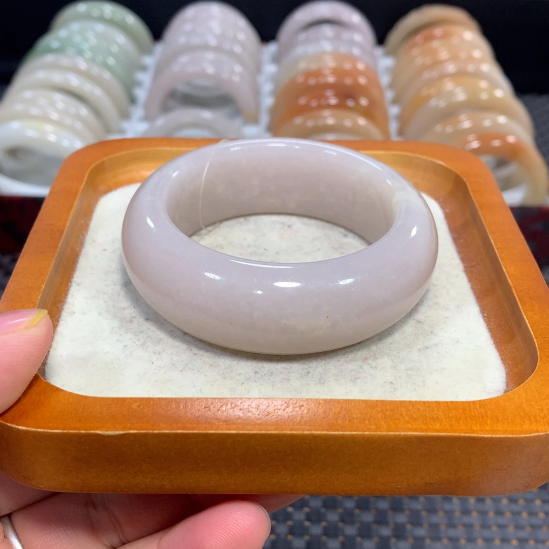 T***～石英质玉（佘太翠）未镶嵌手镯52冰粉紫玉轮胎