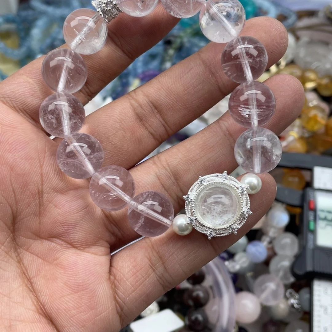 银S925镶嵌手链烟晶