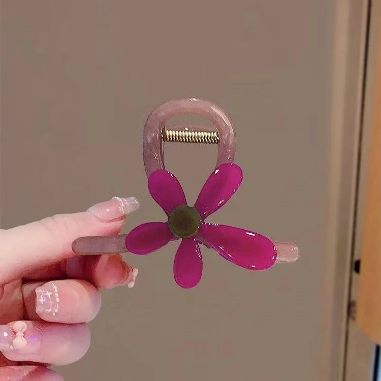 夏季太阳花朵中号抓夹氛围感拍照鲨鱼夹扎发卡发饰后脑勺盘发夹半