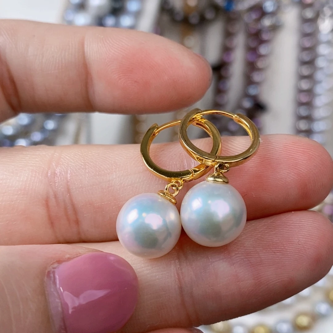 银S925镶嵌淡水珍珠耳饰