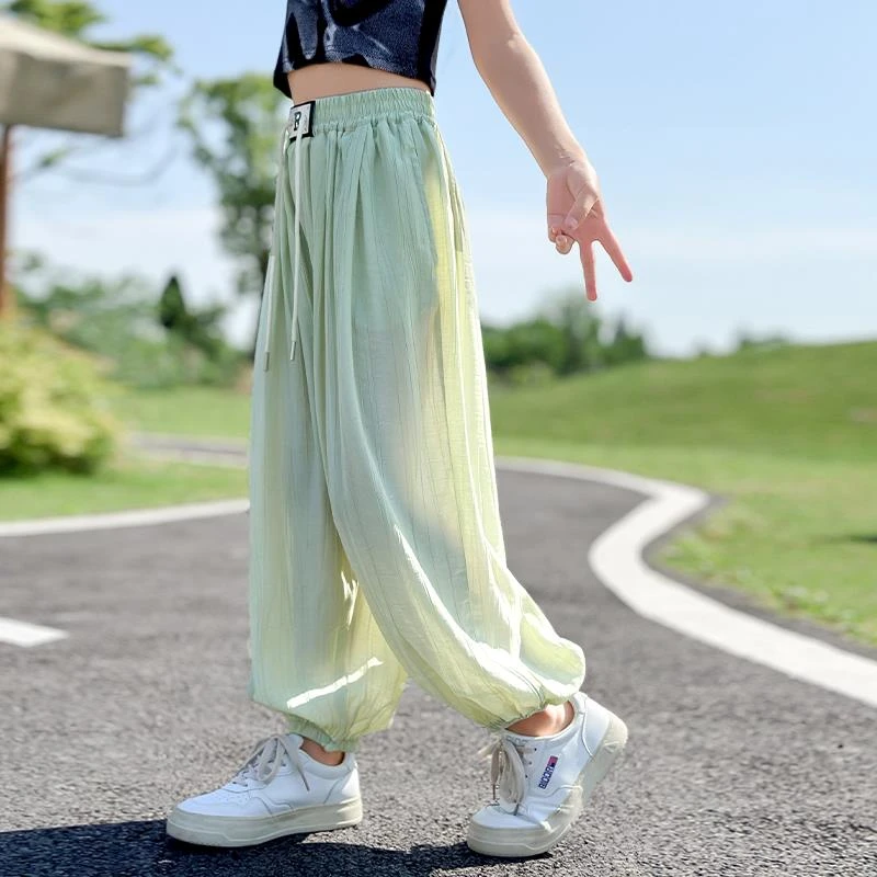 女童裤子夏季薄款2025新款女孩夏款休闲冰丝防蚊裤儿童夏装灯笼裤