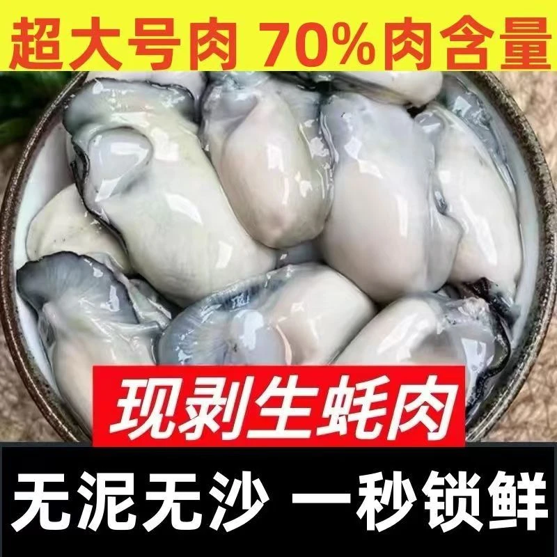 【无壳纯肉】生蚝肉新鲜鲜活现剥生蚝肉去壳牡蛎肉生蚝肉超大号