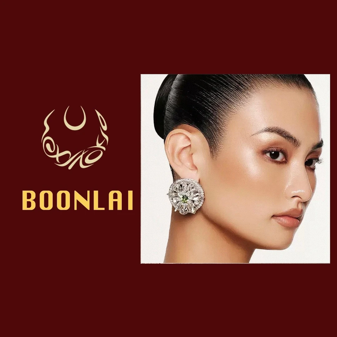 铜合金锆石耳饰 Boonlai 轻奢重工圆形满钻耳环017