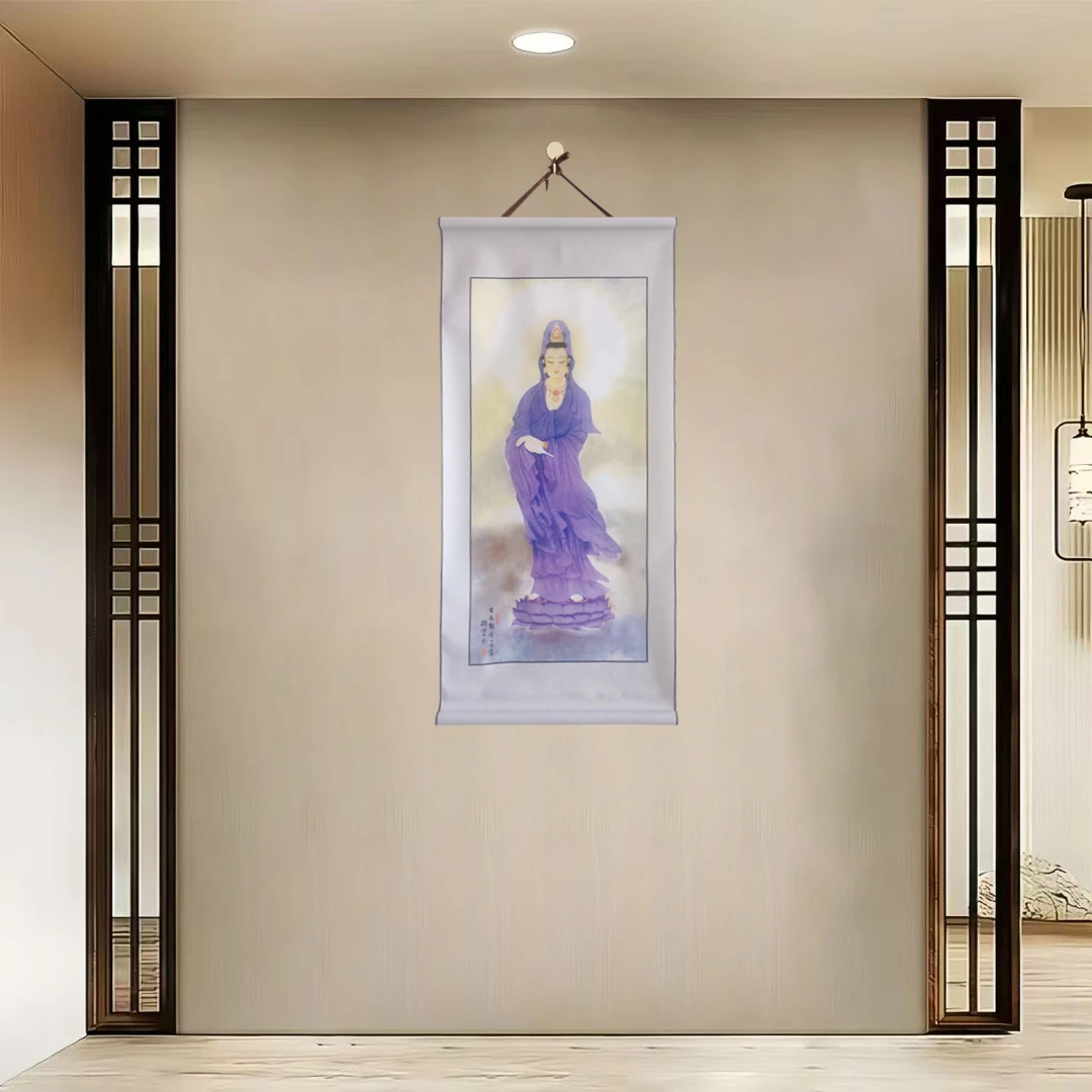 {Z87紫衣观音}净尺寸60*120cm卷轴画