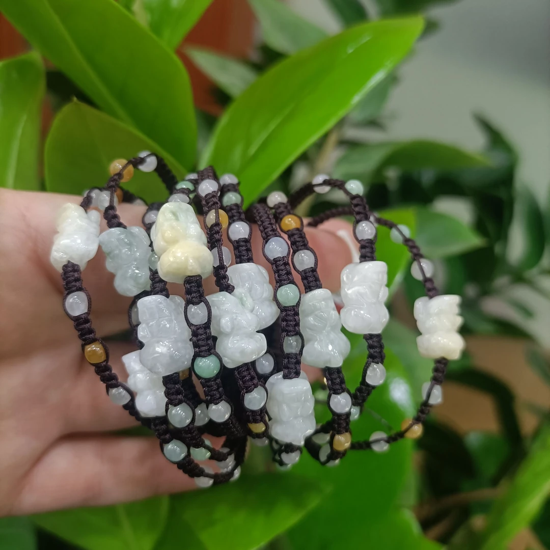 天然翡翠貔貅手绳（可调节）多样性发一件