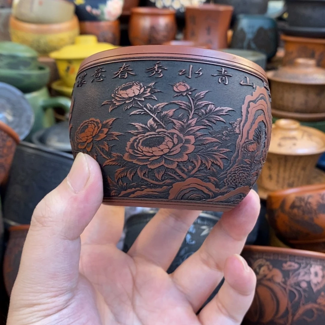 紫砂杯子宜兴全手工紫砂杯