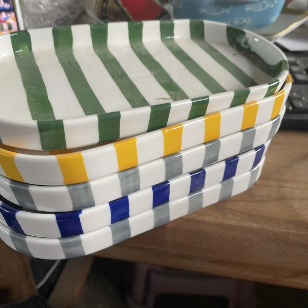 外贸尾单22厘米手绘长盘微瑕发任意一个