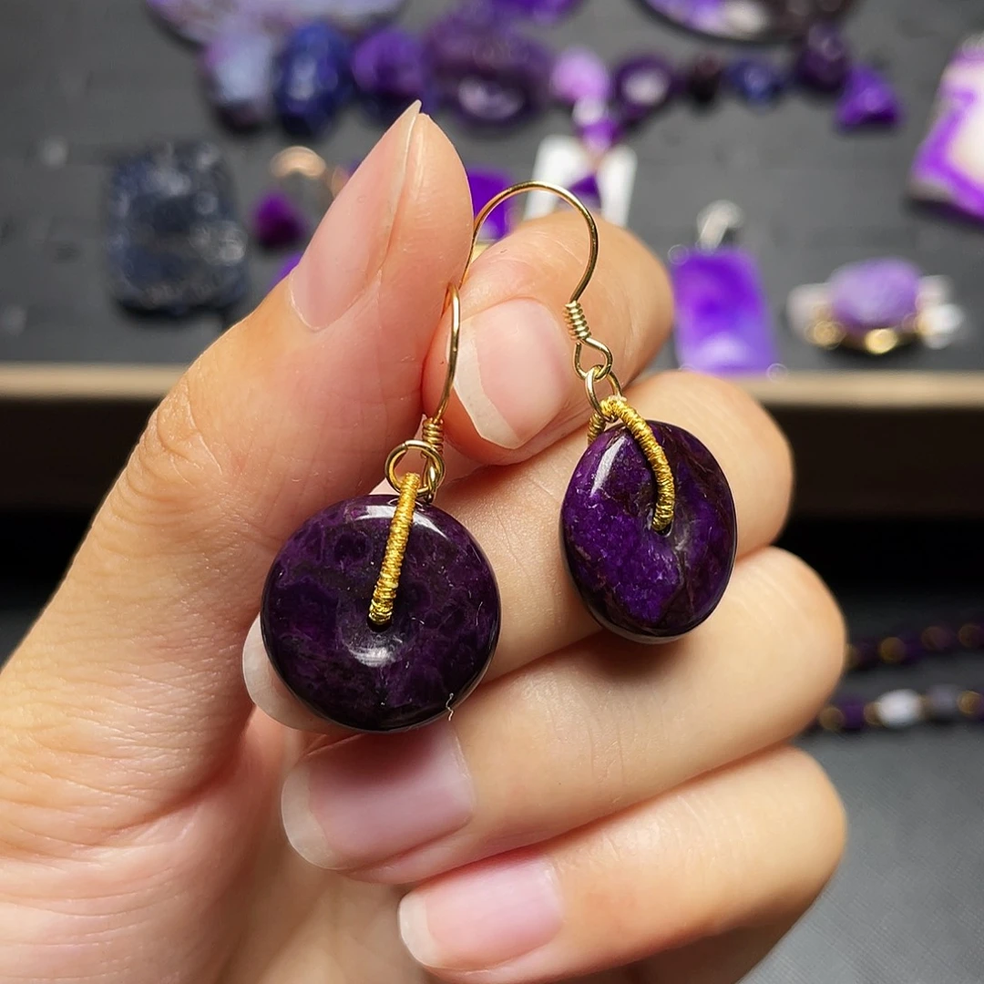 银S925镶嵌苏纪石（舒俱来）耳环