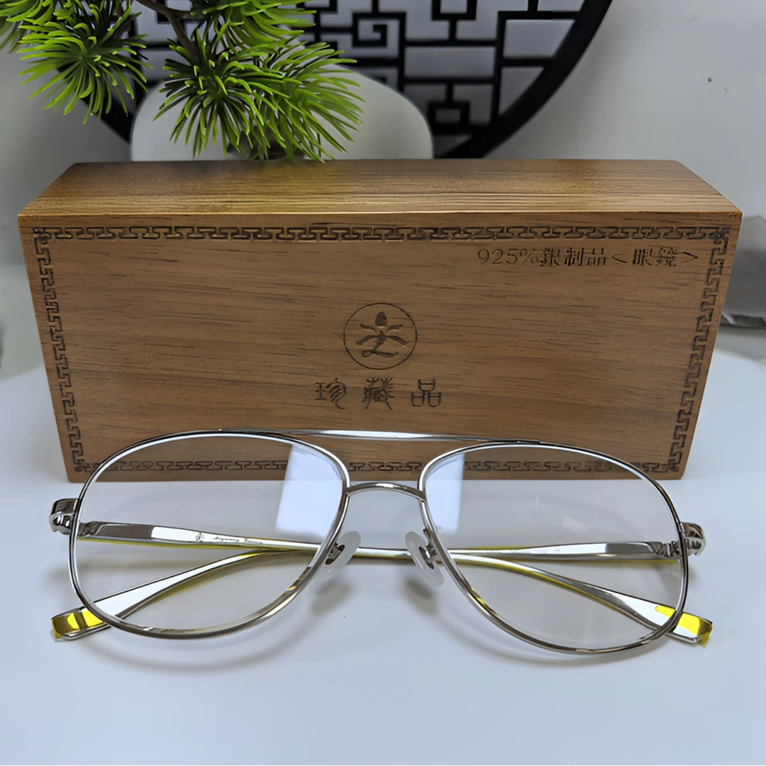 东海水晶眼镜石头镜纯银镜框双镜梁高端定制冰糖色润目镜收藏款