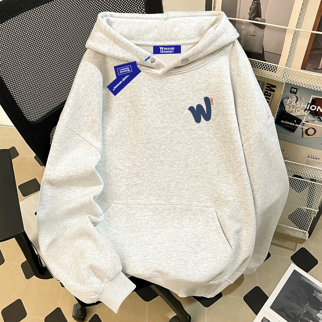 WASSUP UOSNE潮牌ins连帽卫衣男2025新款boxy小众百搭设计感上衣