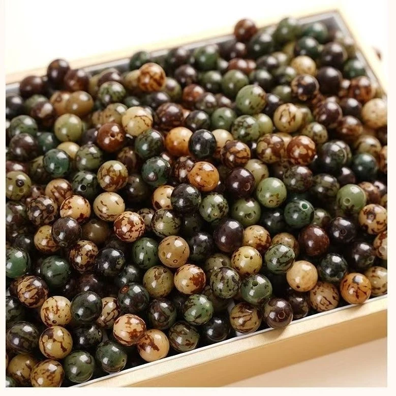 天然菩提虎斑混款非正圆珠子