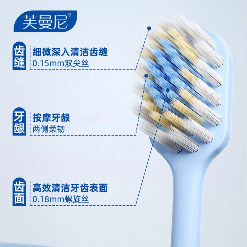 芙曼尼【山型凸面牙刷】宽薄成人护龈软毛清洁按摩超细毛孕妇可用