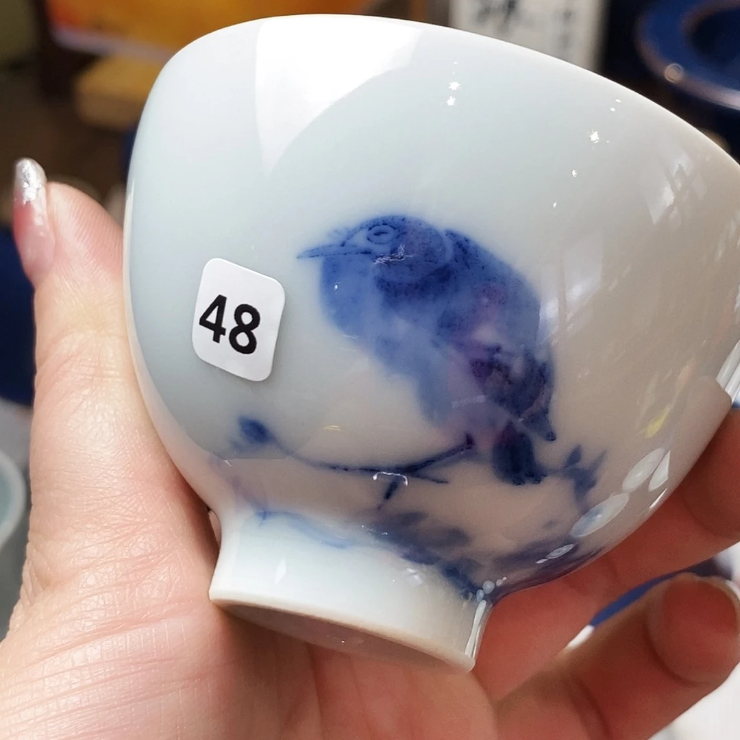 天予窑玉青釉普鸟杯48