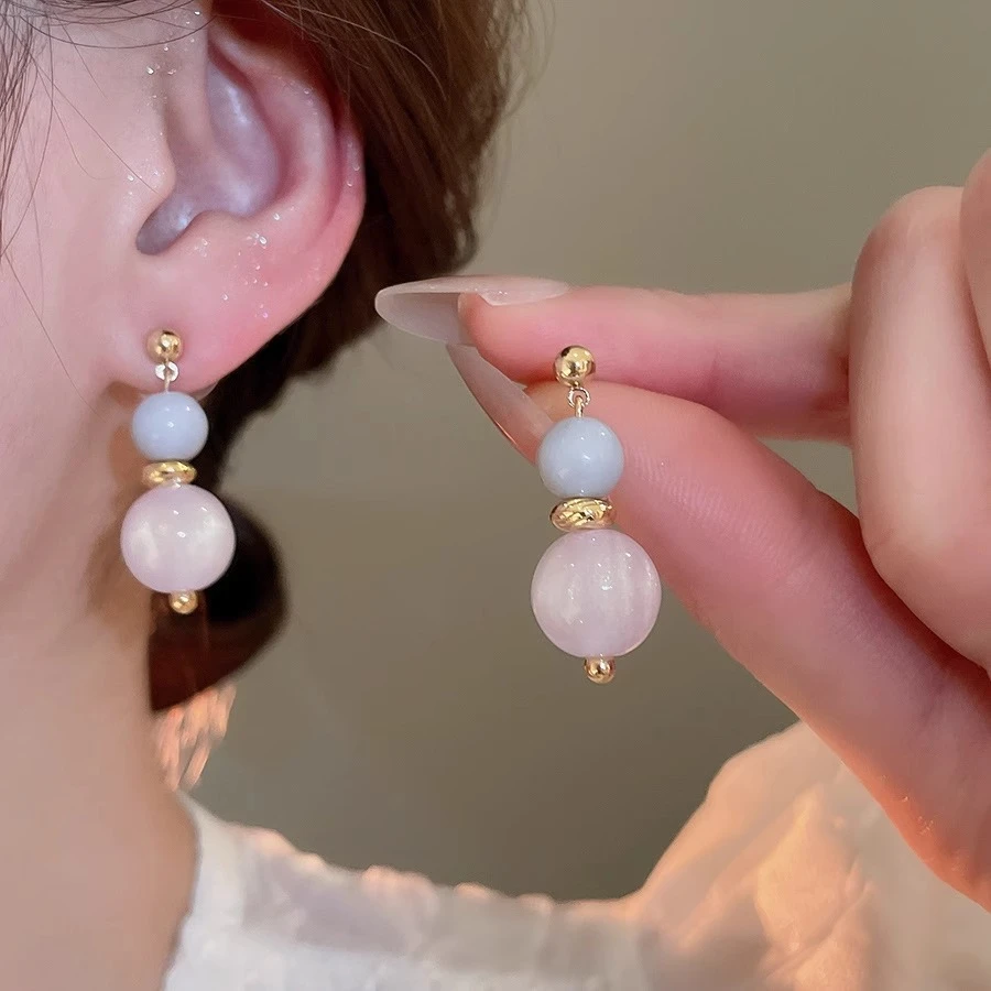 合金树脂耳饰 气质温柔紫色耳环女2025新款高级感百搭耳钉耳饰潮