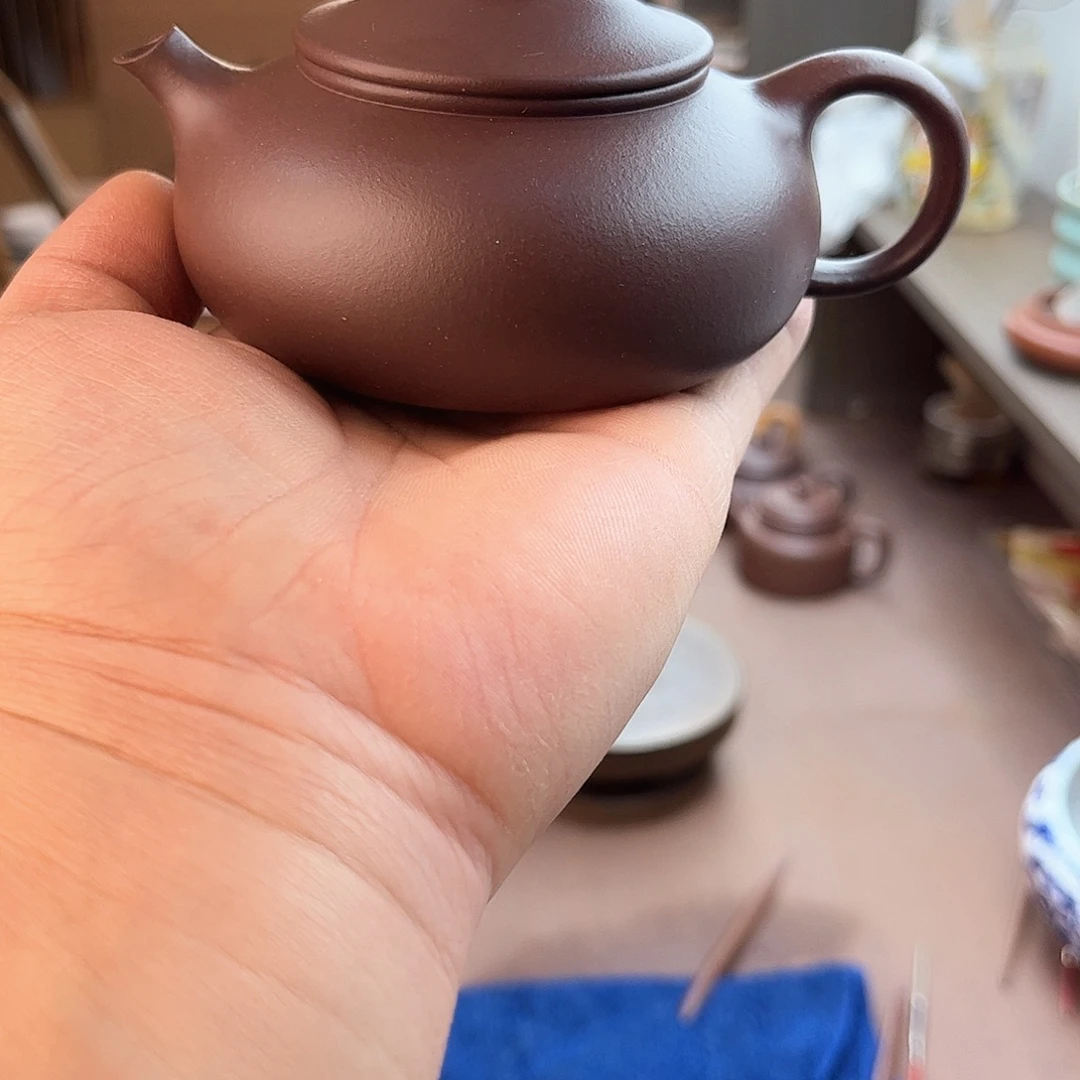 若***~紫砂茶壶紫泥寒江一把