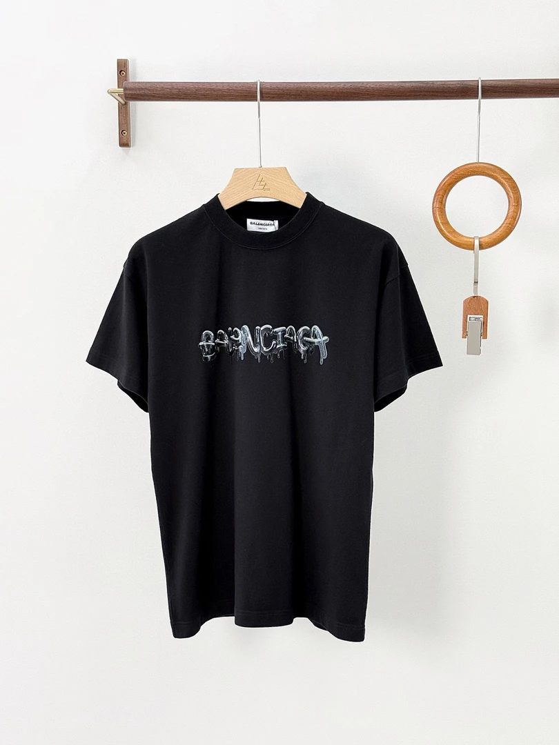 未使用 Balenciaga/巴黎世家 巴黎世家 男女黑色果冻涂鸦短袖