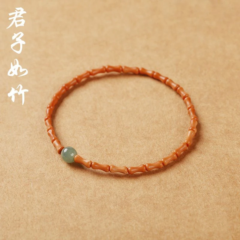 橄榄核竹节搭和田 单圈手串