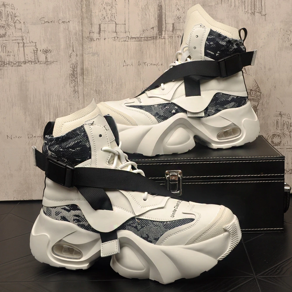 欧洲站时尚个性高帮鞋老爹鞋厚底潮款增高男鞋网红气垫鞋休闲鞋子