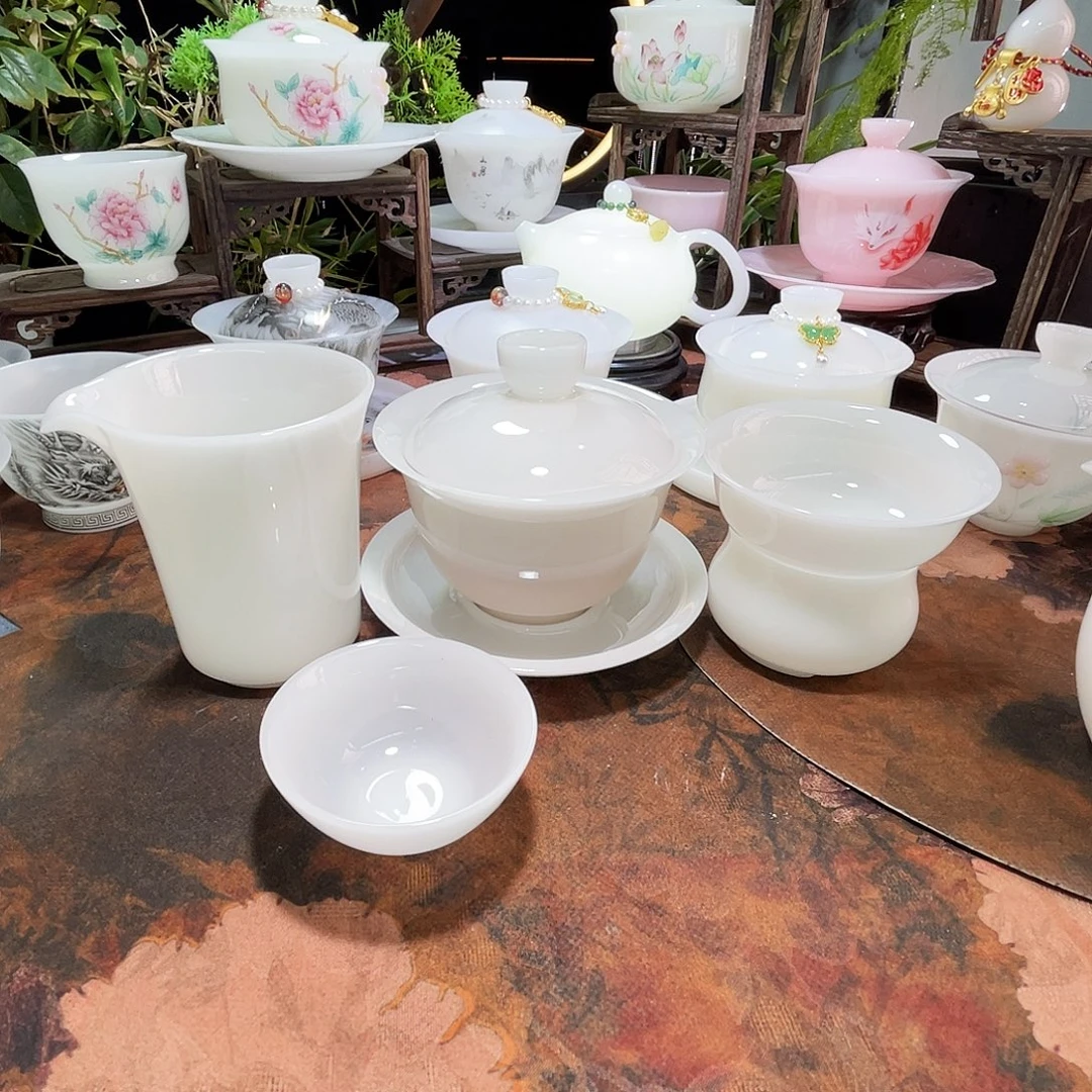 璞玉釉烧10件套装盖碗200ml客杯斗笠