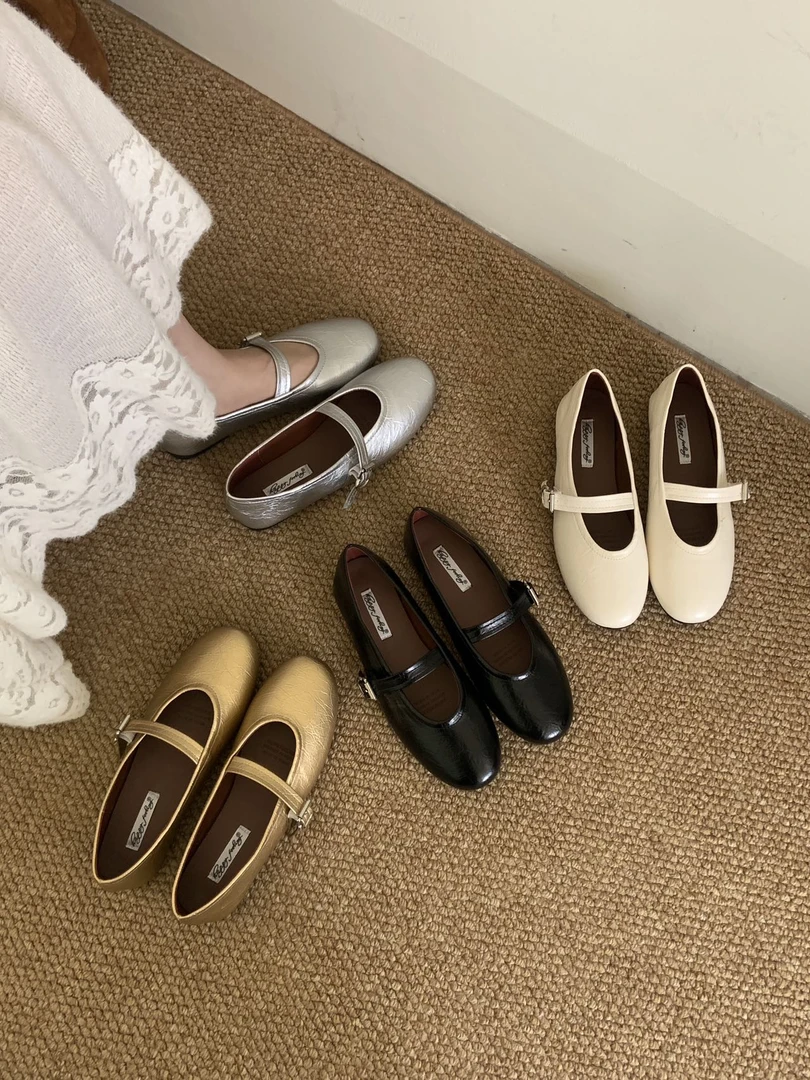 7730-61   春秋复古玛丽珍浅口平底女鞋子软底温柔