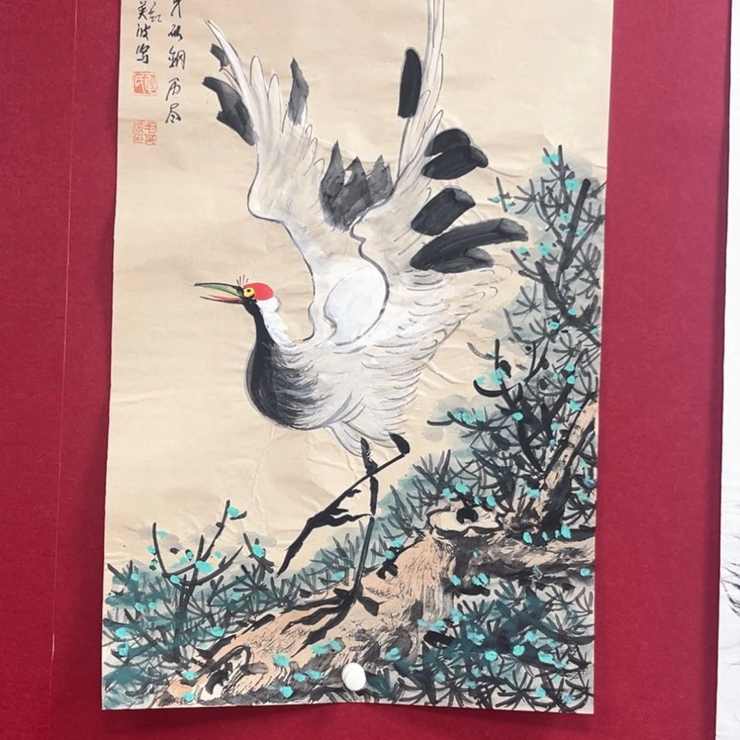 用***4国画毛英波老师四尺三开花鸟作品赵