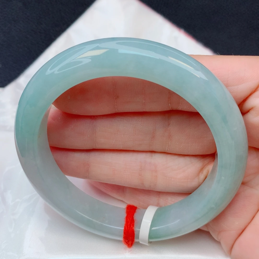 翡翠未镶嵌手镯56.5圈 细糯化蓝绿底