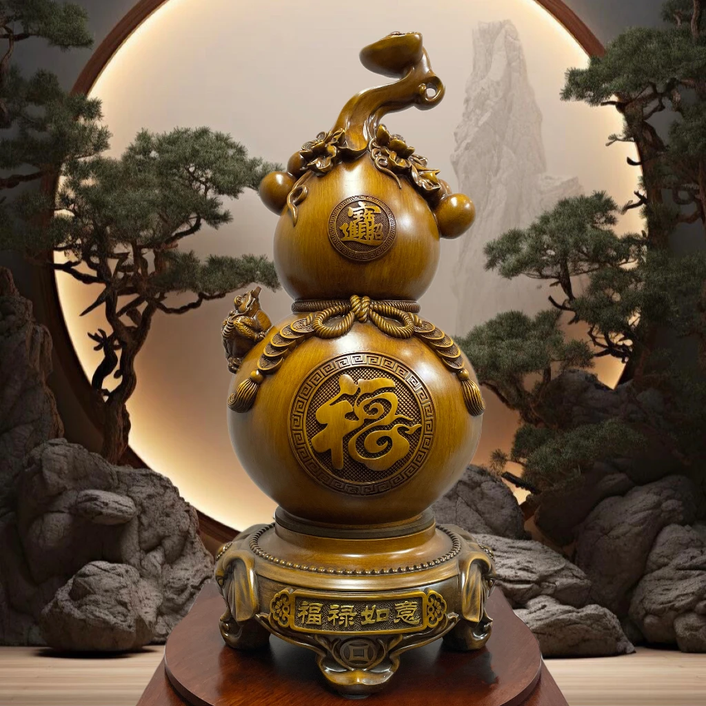 新款福禄如意可360旋转葫芦摆件家居玄关入户摆设