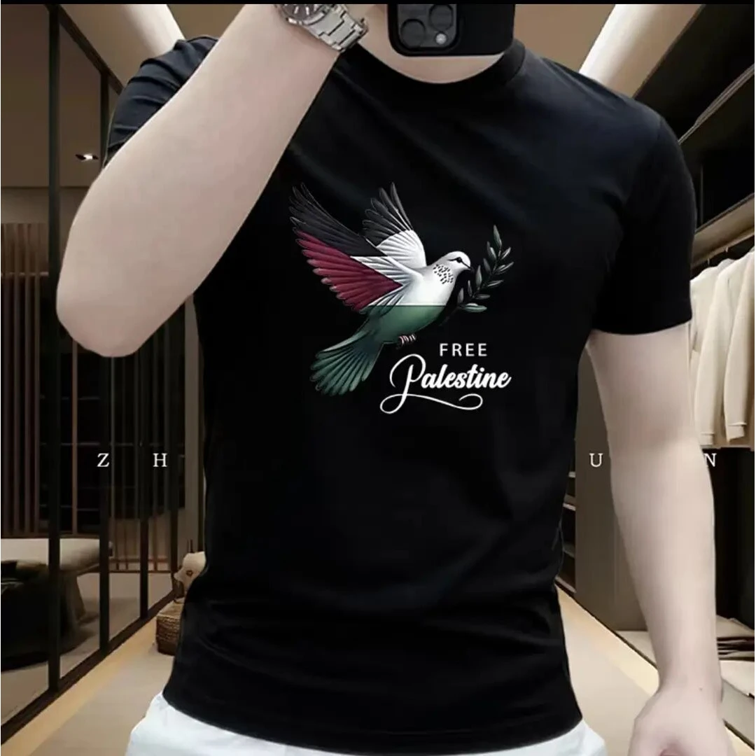 JEEPSPIRIT潮流新款短袖创意印花T恤男士修身时尚ins鸽子潮秀禾服