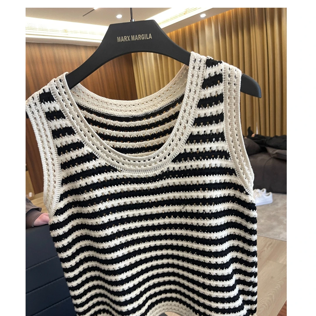 ZYY【镂空针织衫】2024S/新品 时尚韩系风休闲无袖针织衫ZX2405173